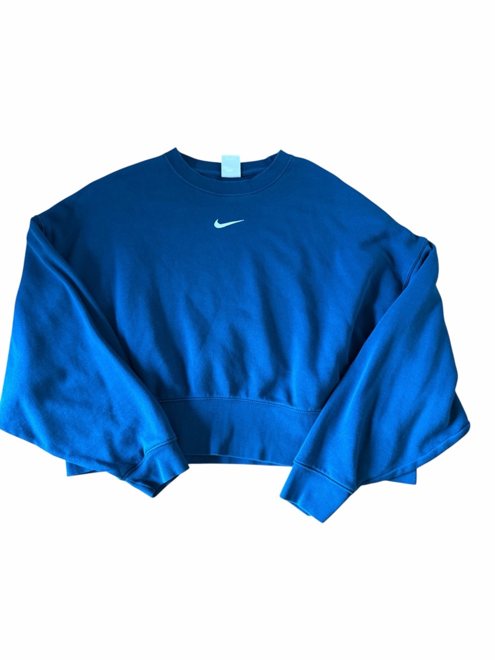 Nike Women's Royal Blue Cropped Sweatshirt with White Swoosh